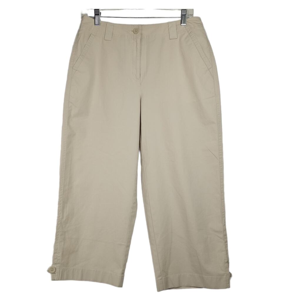 TALBOTS NWOT Khaki Chino Style Capri 6 Office Casual Neutral;